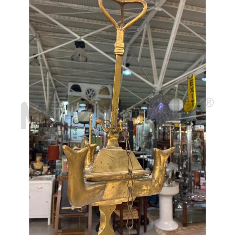 LUCERNA FIORENTINA VECCHIA IN OTTONE PIENO H72CM | Mercatino dell'Usato Teramo 2