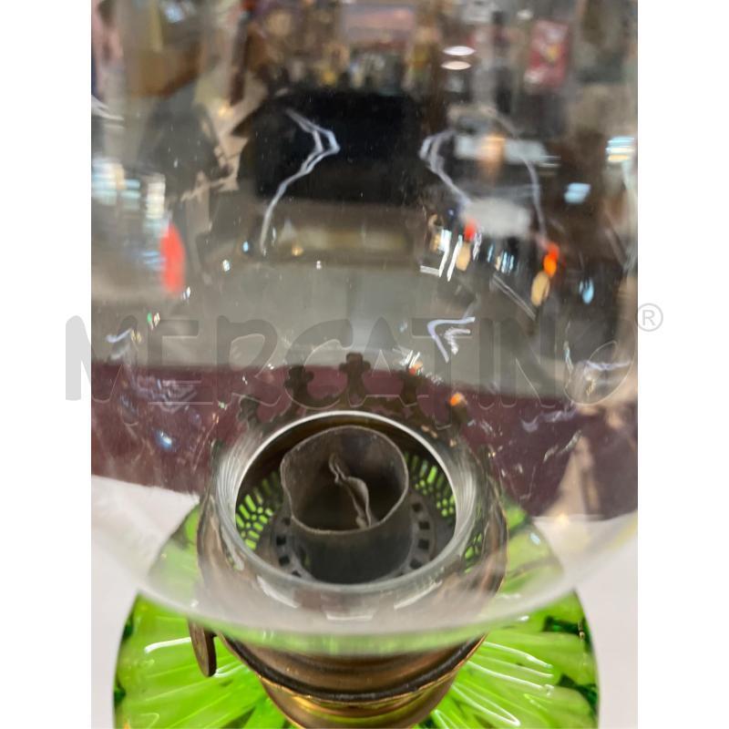 LUME AD OLIO BASE OTTONE VELLUTO VETRO VERDE  | Mercatino dell'Usato Teramo 3