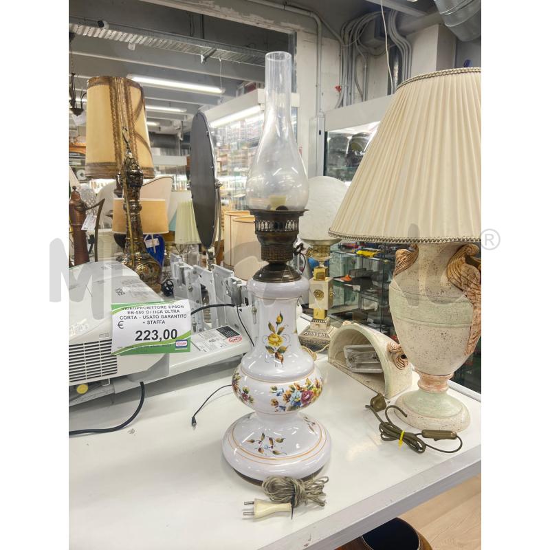 LUME CERAMICA DIPINTO FLOREALE CON LANTERNA VETRO | Mercatino dell'Usato Teramo 1