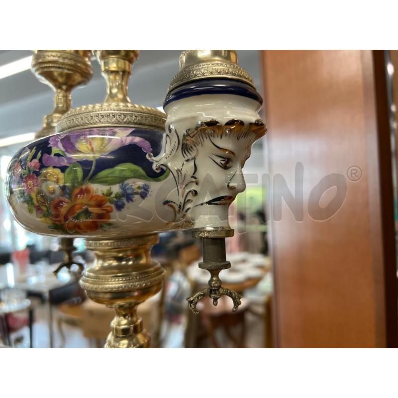 LUME LAMPADA 2 LUCI A PIEDISTALLO IN CERAMICA FLOREALE SUPPORTO SILVER COPPE VETRO SATINATO 2 TESTE  | Mercatino dell'Usato Teramo 2