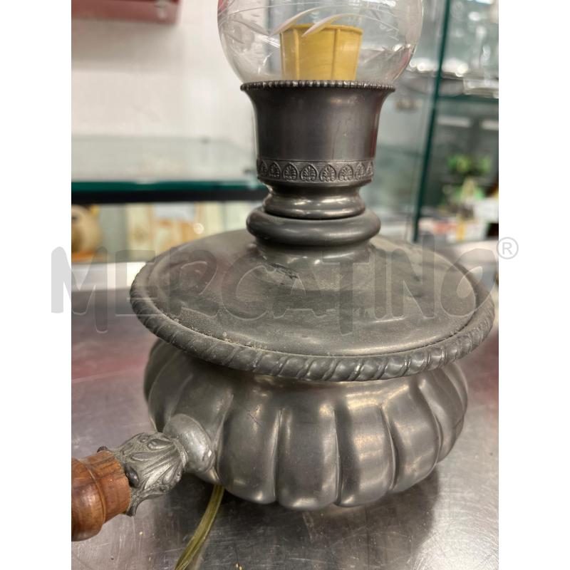 LUME PELTRO VINTAGE BASE CON MANICO IN LEGNO | Mercatino dell'Usato Teramo 3