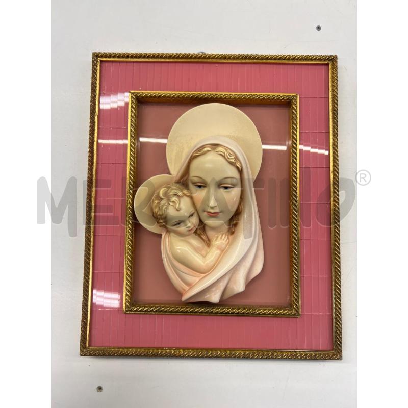 MADONNA ALTORILIEVO CON BAMBINO + CORNICE VETRI ROSA EPOCA | Mercatino dell'Usato Teramo 1