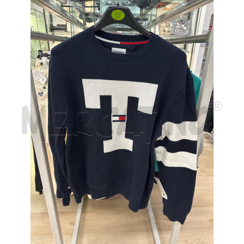 MAGLIONE UOMO TOMMY JEANS BLU NOTTE T BIANCA DAVANTI | Mercatino dell'Usato Teramo 1