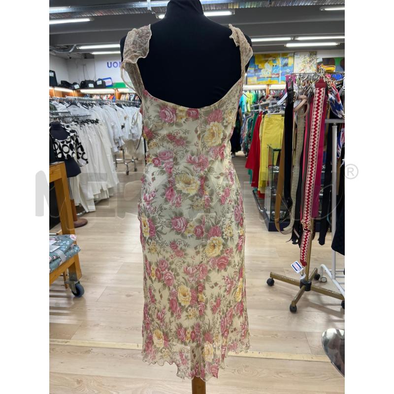 MINI ABITO ESISTO BEIGE FIORELLINI ROSA GIALLISPALLINA CON VOILE SCOLLO MERLETTO FIORI  | Mercatino dell'Usato Teramo 2