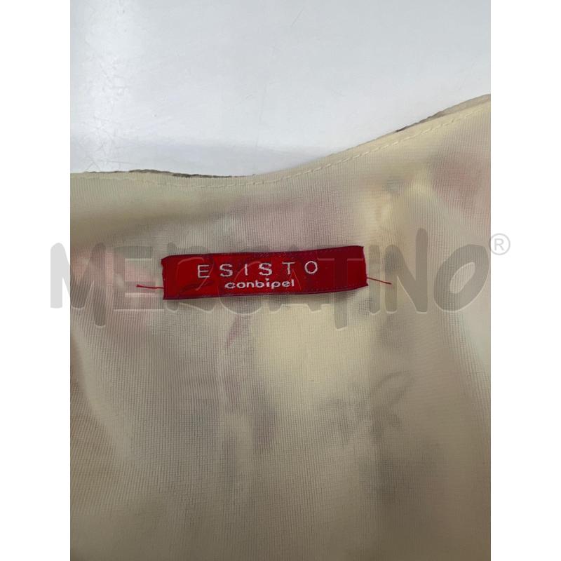 MINI ABITO ESISTO BEIGE FIORELLINI ROSA GIALLISPALLINA CON VOILE SCOLLO MERLETTO FIORI  | Mercatino dell'Usato Teramo 3