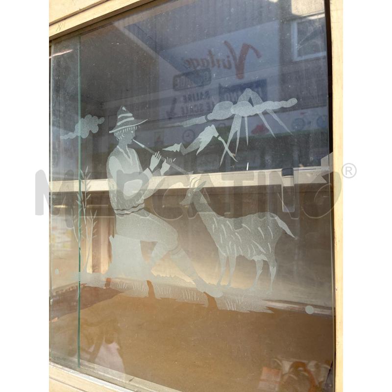 MOBILETTO DISPENSINA VINTAGE ANNI 50 LEGNO BIANCO CON 2 SP 4 CAS E 2 ANTE VETRI SCORREVOLI SERIGRAFI | Mercatino dell'Usato Teramo 4