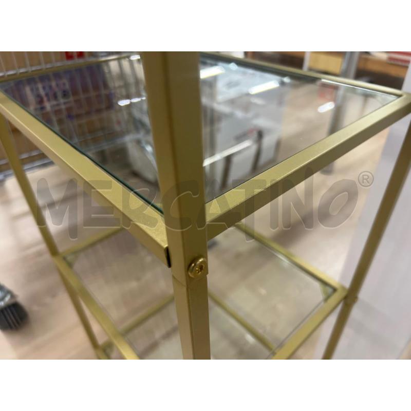 MOBILETTO FERRO DORATO TIPO PICCOLA LIBRERIA 4 RIPIANI VETRO | Mercatino dell'Usato Teramo 2