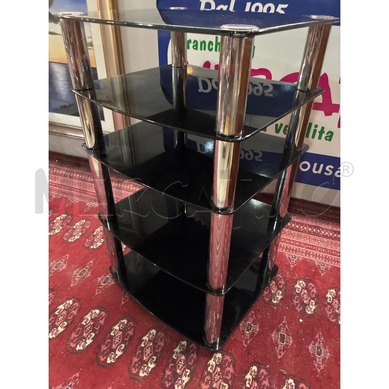 MOBILETTO RIPIANI VETRO FUME E COLONNINE INOX | Mercatino dell'Usato Teramo 2
