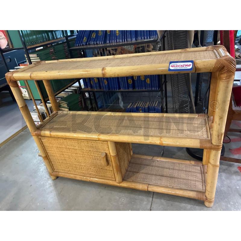 MOBILE CONSOLLE IN BAMBOO RATTAN VIMINI DA INGRESSO 1 SPORTELLINO O LIBRERIA BASSA DESIGN | Mercatino dell'Usato Teramo 2