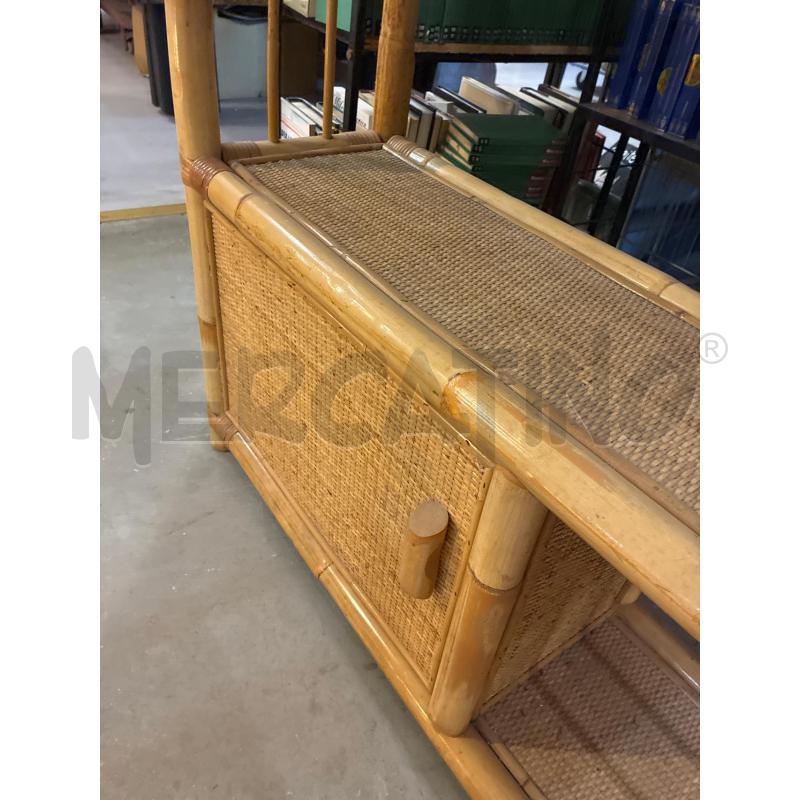 MOBILE CONSOLLE IN BAMBOO RATTAN VIMINI DA INGRESSO 1 SPORTELLINO O LIBRERIA BASSA DESIGN | Mercatino dell'Usato Teramo 3