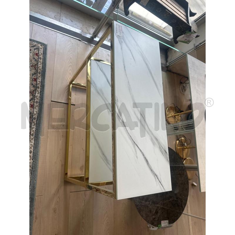 MOBILE TAVOLINO CONSOLLE DORATOVETRO TEMPERATO MARMO BIANCO | Mercatino dell'Usato Teramo 2