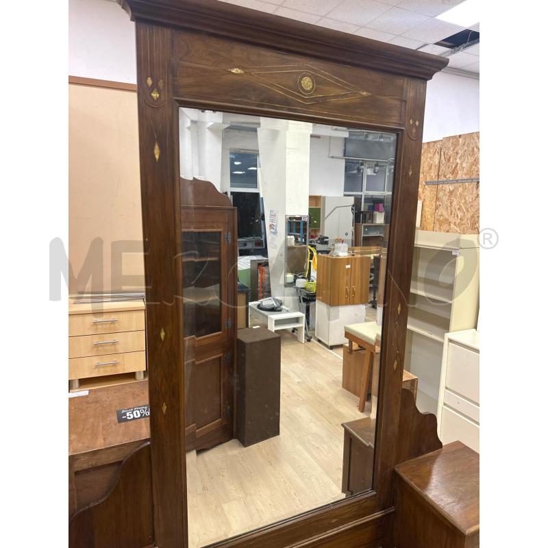 MOBILE TOLETTA SPECCHIERA LIBERTY LEGNO C NOCE  INTARSI MADREPERLA E RAME | Mercatino dell'Usato Teramo 3