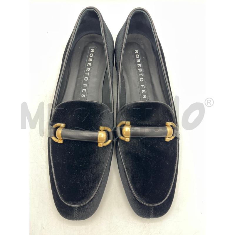 MOCASSINI DONNA ROBERTO FESTA NERO IN VELLUTO INSERTI DORATI  | Mercatino dell'Usato Teramo 1