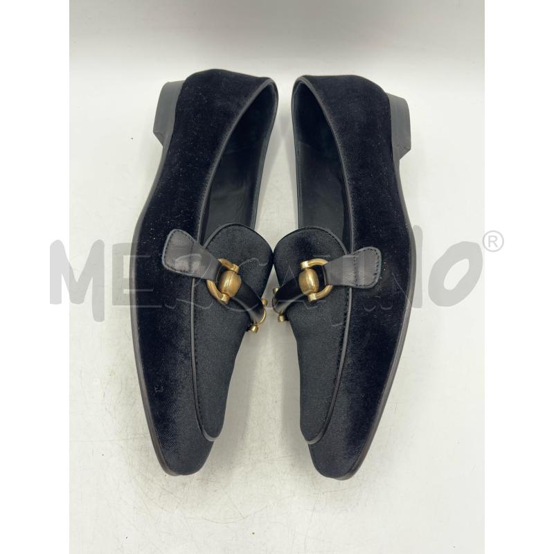 MOCASSINI DONNA ROBERTO FESTA NERO IN VELLUTO INSERTI DORATI  | Mercatino dell'Usato Teramo 3
