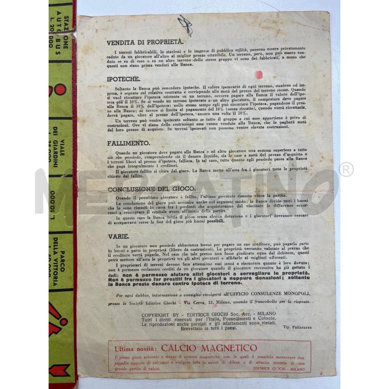 MONOPOLI  VINTAGE DA COLLEZIONE MOLTO ANTICO | Mercatino dell'Usato Teramo 2