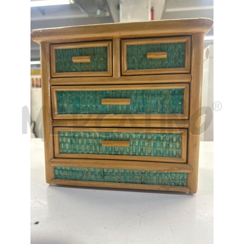OGGETTO MINI CASSETTIERA BAMBOO RATTAN FINITURE VERDI | Mercatino dell'Usato Teramo 1
