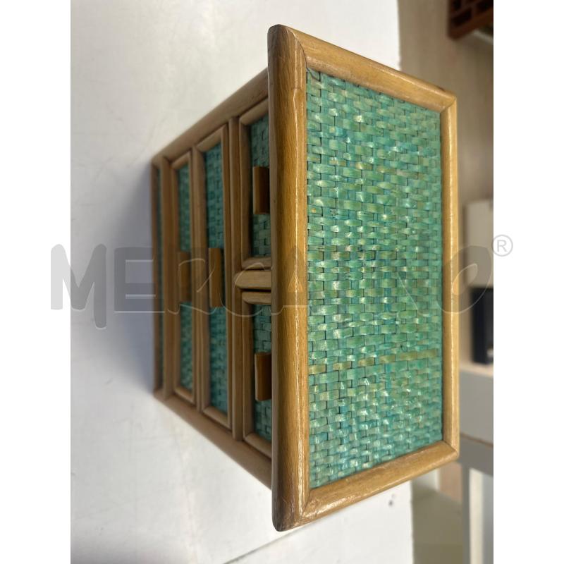OGGETTO MINI CASSETTIERA BAMBOO RATTAN FINITURE VERDI | Mercatino dell'Usato Teramo 2
