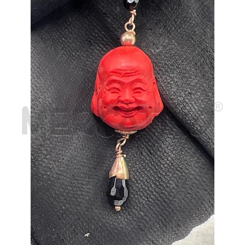 ORECCHINI MARCELLO FONTANA TESTE DI BUDDAH ROSSO PENENTI ARG ROSA | Mercatino dell'Usato Teramo 2