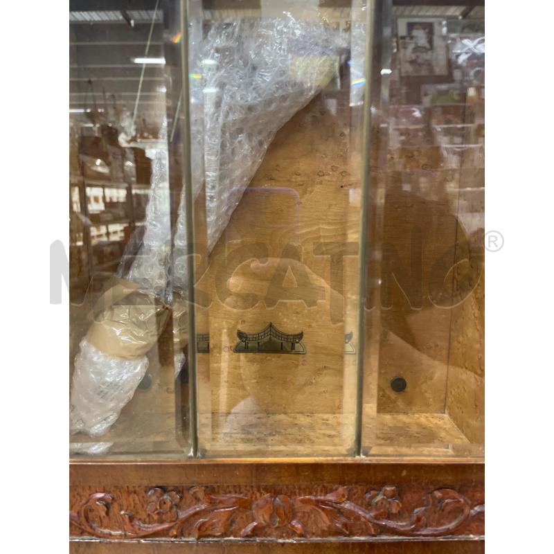 OROLOGIO A PENDOLO DA PARETE IN LEGNO VINTAGE INTAGLIATO GRANDE VETRO CURVO | Mercatino dell'Usato Teramo 3