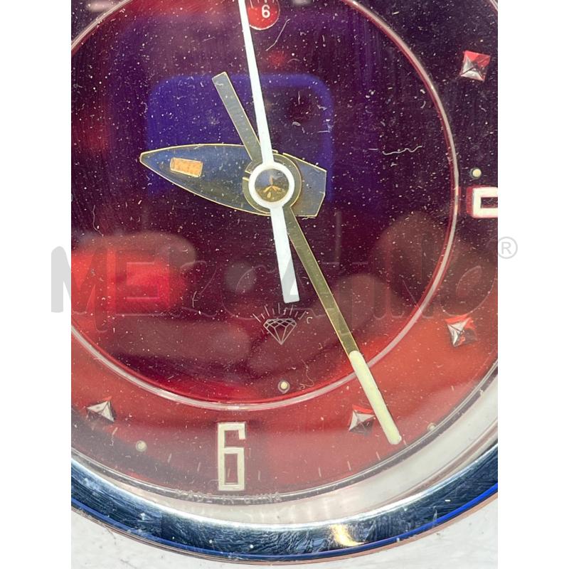 OROLOGIO DA TAVOLO VINTAGE CROMATO INTERNO ROSSO - FUNZIONANTE DA COLLEZIONE | Mercatino dell'Usato Teramo 3