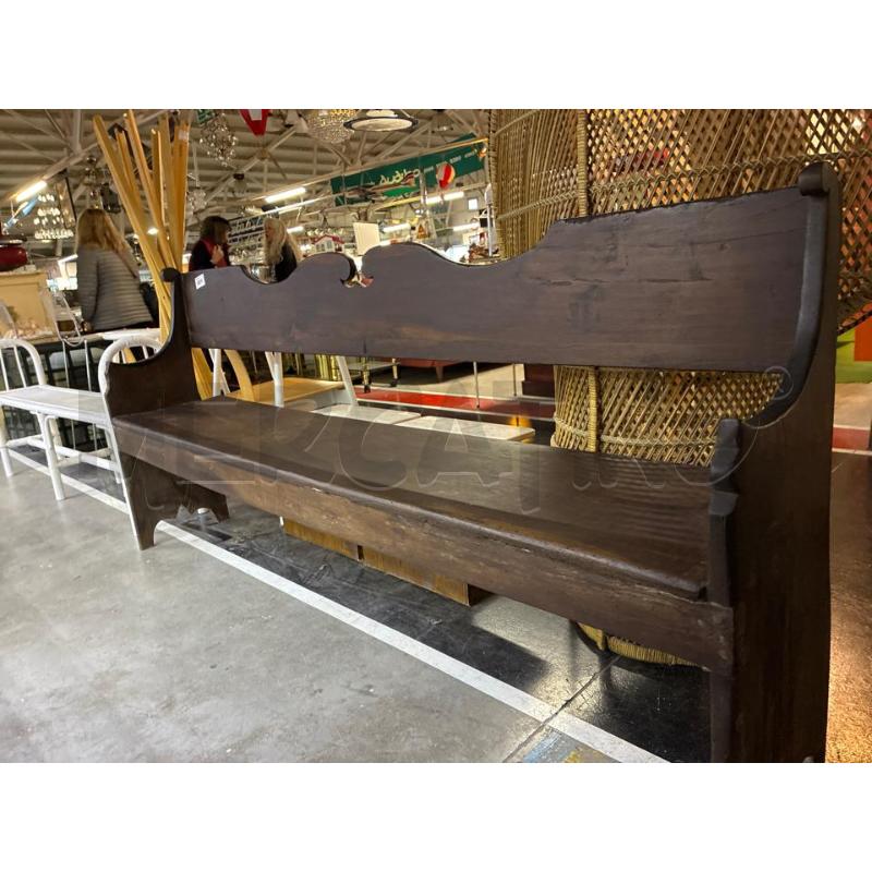 PANCA D'EPOCA LUNGA IN LEGNO CON SCHIENALE SAGOMATO | Mercatino dell'Usato Teramo 4