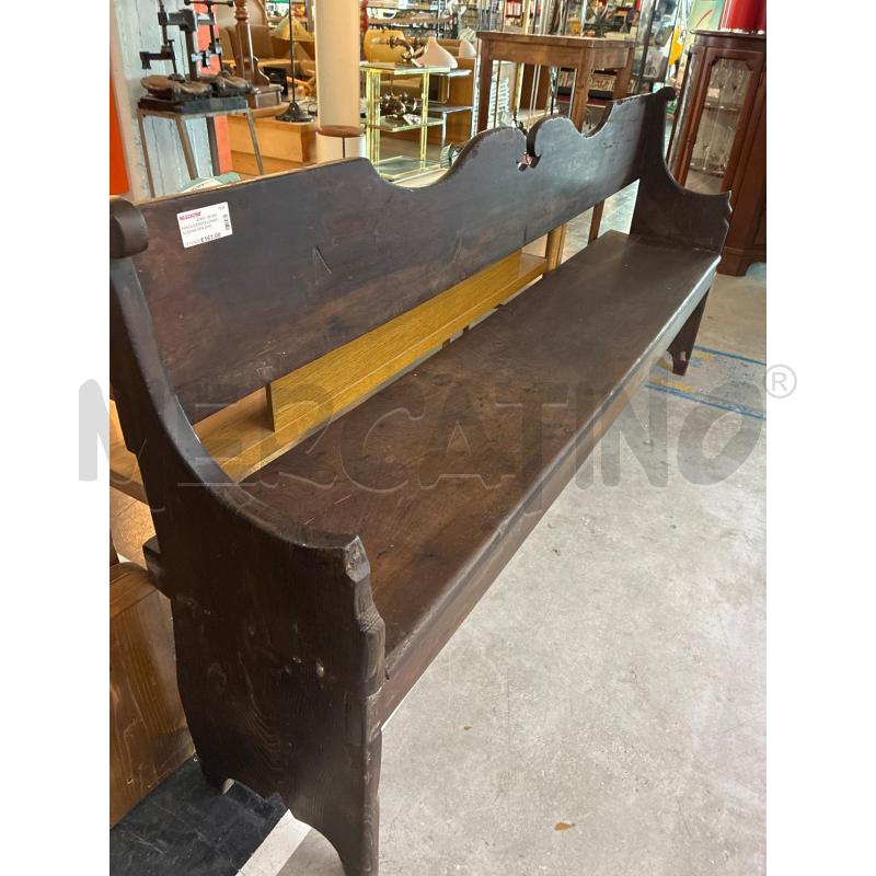 PANCA D'EPOCA LUNGA IN LEGNO CON SCHIENALE SAGOMATO | Mercatino dell'Usato Teramo 5
