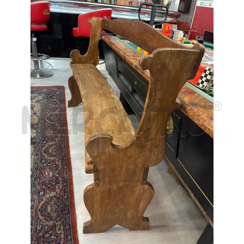 PANCA LEGNO FATTA A MANO SEMICURVA CON SCHIENALE | Mercatino dell'Usato Teramo 3