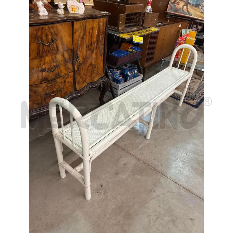 PANCA RATTAN BAMBU' DIPINTO BIANCO  LUNGA 170CM | Mercatino dell'Usato Teramo 1