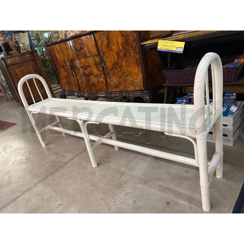 PANCA RATTAN BAMBU' DIPINTO BIANCO  LUNGA 170CM | Mercatino dell'Usato Teramo 4