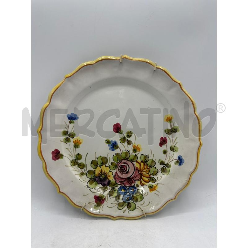 PIATTINO CERAMICA CASTELLI DIPINTO FIORI BORDO GIALLO | Mercatino dell'Usato Teramo 1