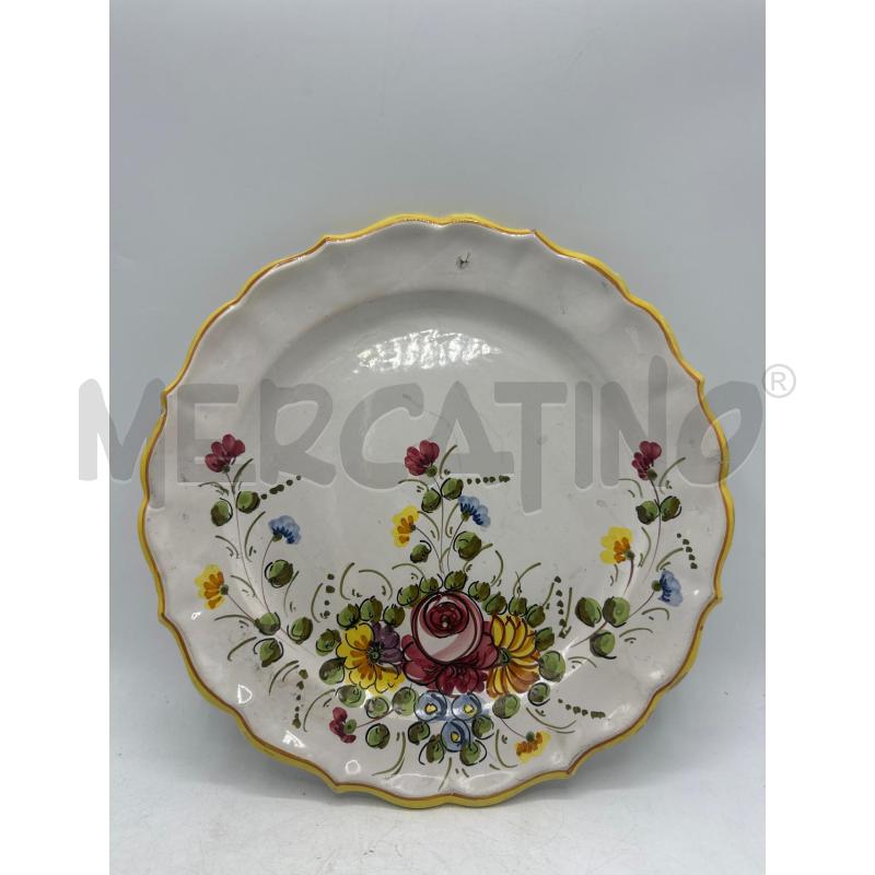 PIATTINO CERAMICA CASTELLI DIPINTO FIORI BORDO GIALLO | Mercatino dell'Usato Teramo 1