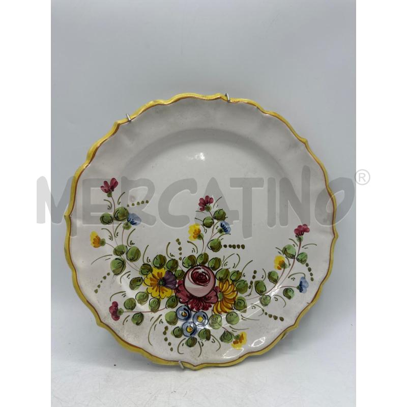 PIATTINO CERAMICA CASTELLI DIPINTO FIORI BORDO GIALLO | Mercatino dell'Usato Teramo 1