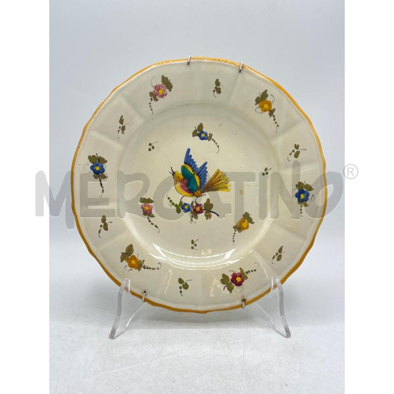 PIATTINO CERAMICA DIPINTO UCCELLINO PAEASGGIO | Mercatino dell'Usato Teramo 1