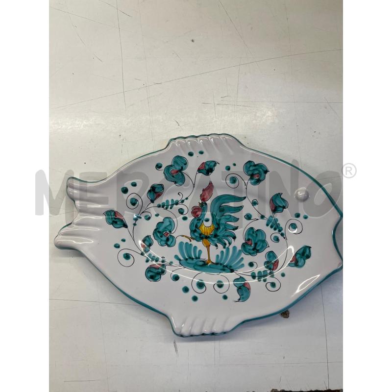 PIATTI PZ. 6 CERAMICA ARTIGIANALE FORMA PESCE AZZURRO DECORO GALLETTO A FIRMA LUPO - DERUTA | Mercatino dell'Usato Teramo 1