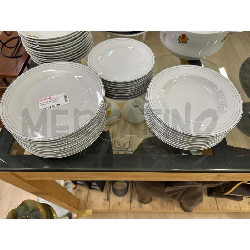 PIATTI PZ. 9+9+10 RIGHE BIANCHI ARGENTATI | Mercatino dell'Usato Teramo 1