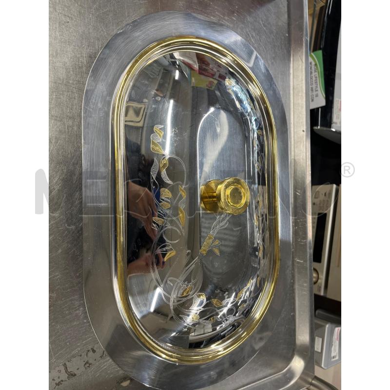PIROFILA VASSOIO INOX OVALE CON COPERCHIO DIPINTO DORATO | Mercatino dell'Usato Teramo 1