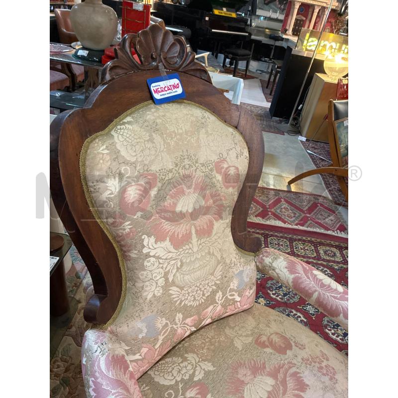 POLTRONA A POZZETTO '800 TESSUTO BEIGE | Mercatino dell'Usato Teramo 3