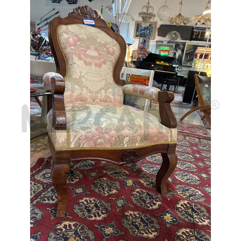 POLTRONA A POZZETTO '800 TESSUTO BEIGE | Mercatino dell'Usato Teramo 4