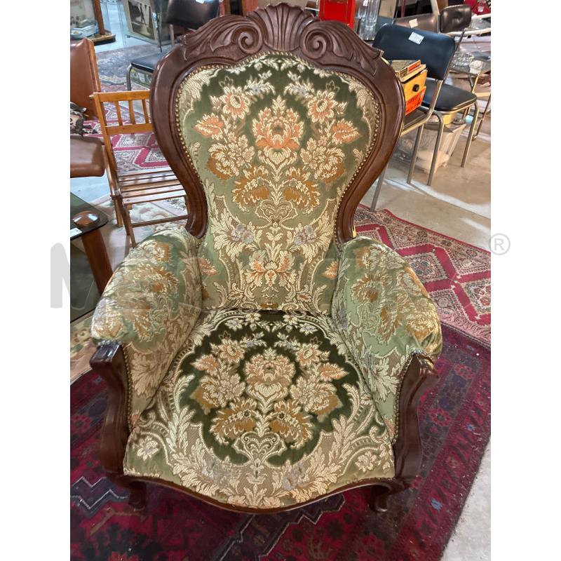 POLTRONA DAMASCATA VELLUTO TUTTO IN LEGNO CON BRACCIOLI | Mercatino dell'Usato Teramo 4