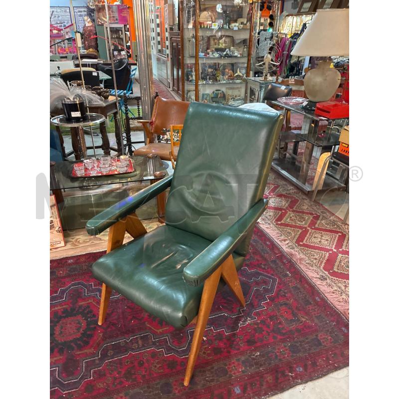 POLTRONCINA ANNI 60 IN LEGNO SKAY VERDE RECLINABILE | Mercatino dell'Usato Teramo 1