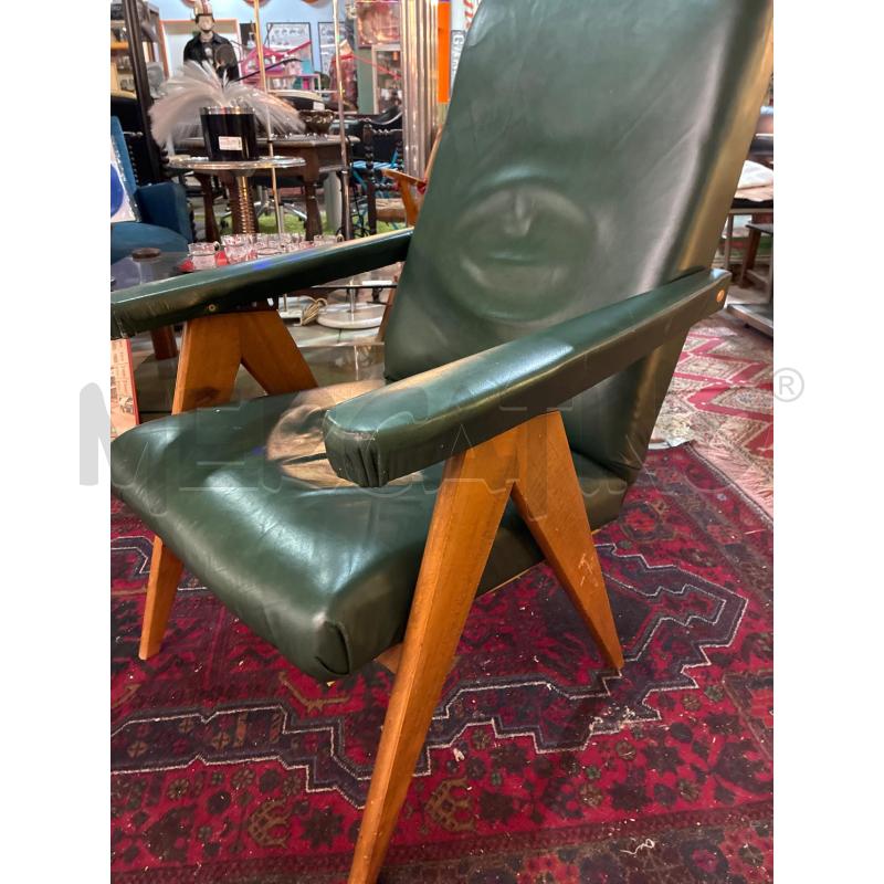 POLTRONCINA ANNI 60 IN LEGNO SKAY VERDE RECLINABILE | Mercatino dell'Usato Teramo 3