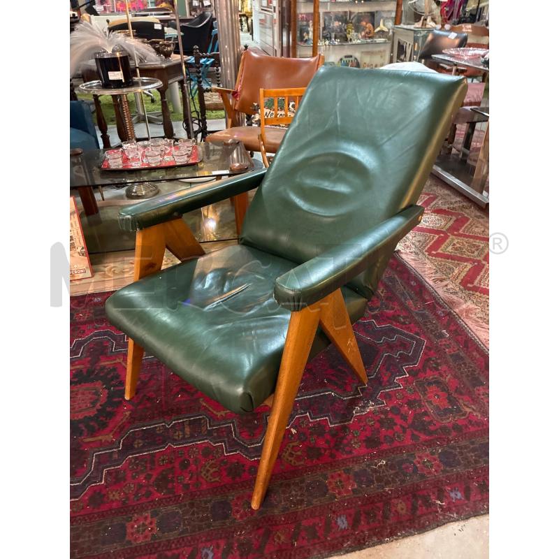 POLTRONCINA ANNI 60 IN LEGNO SKAY VERDE RECLINABILE | Mercatino dell'Usato Teramo 4