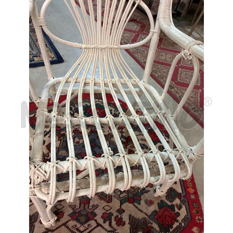 POLTRONCINA BIANCA BAMBOO VIMINI VINTAGE | Mercatino dell'Usato Teramo 5