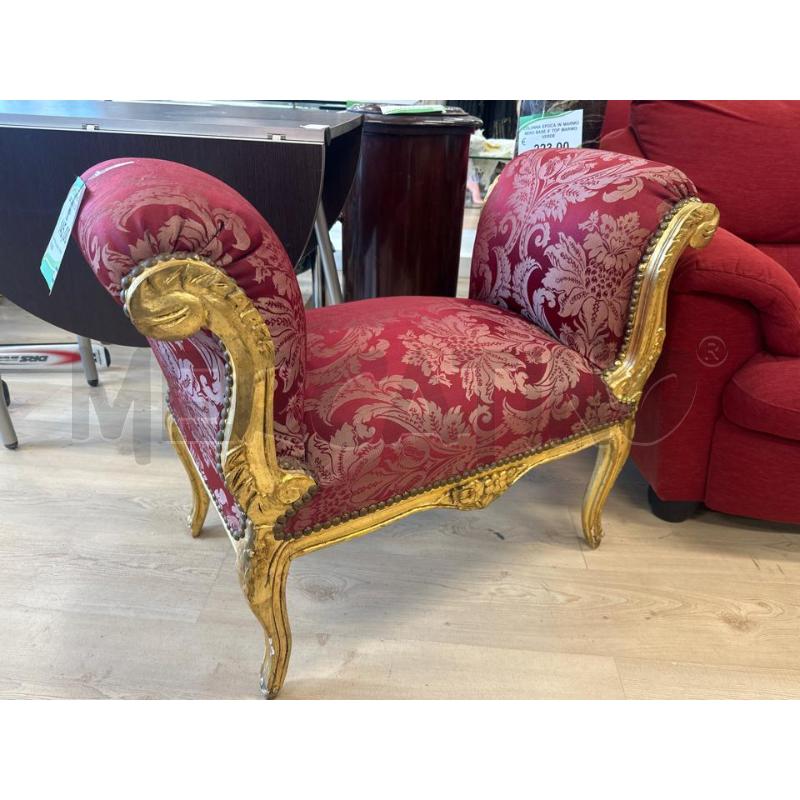 POLTRONCINA PANCHETTA LEGNO DORATA E STOFFA ROSSA | Mercatino dell'Usato Teramo 1