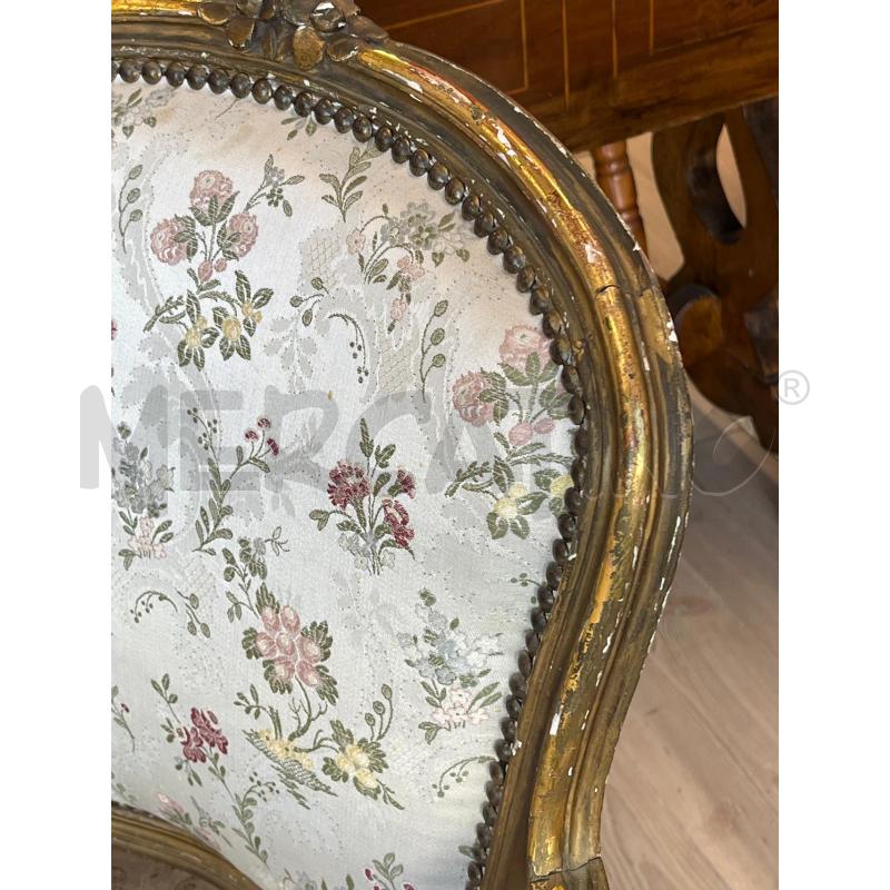 POLTRONCINA POZZETTO EPOCA IN LEGNO DORATO E STOFFA FLORELE | Mercatino dell'Usato Teramo 2