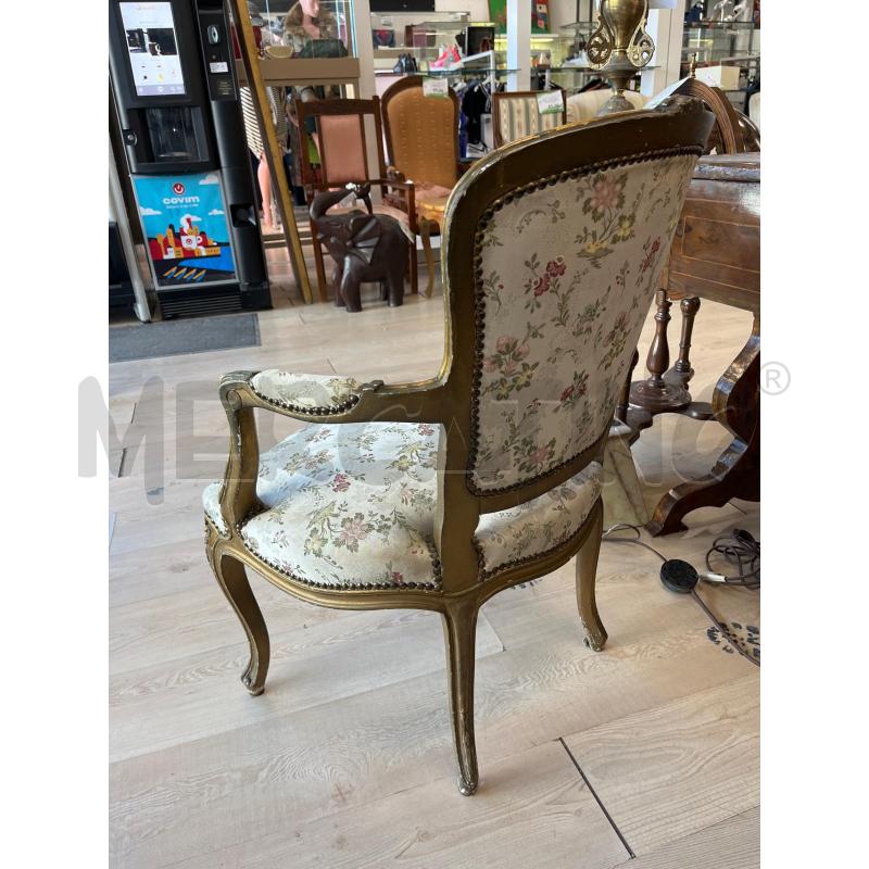 POLTRONCINA POZZETTO EPOCA IN LEGNO DORATO E STOFFA FLORELE | Mercatino dell'Usato Teramo 3