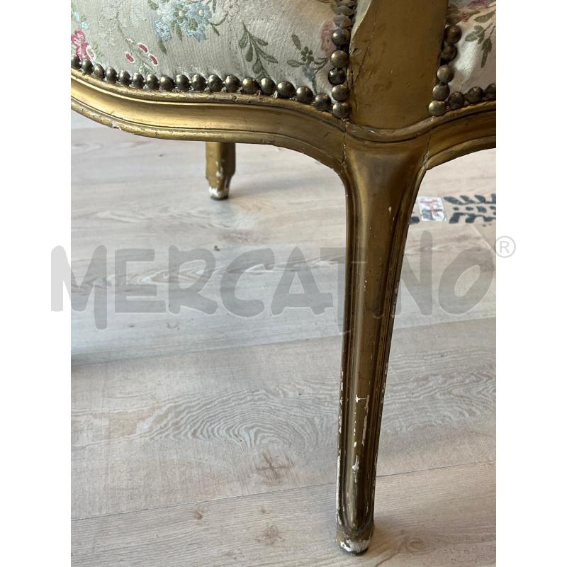 POLTRONCINA POZZETTO EPOCA IN LEGNO DORATO E STOFFA FLORELE | Mercatino dell'Usato Teramo 5