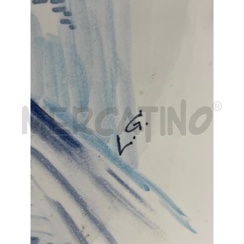 PORTA OMBRELLI CERAMICA BIANCO DIPINTO BLU PIAZZA | Mercatino dell'Usato Teramo 2