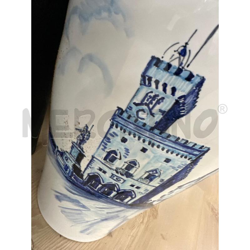 PORTA OMBRELLI CERAMICA BIANCO DIPINTO BLU PIAZZA | Mercatino dell'Usato Teramo 3