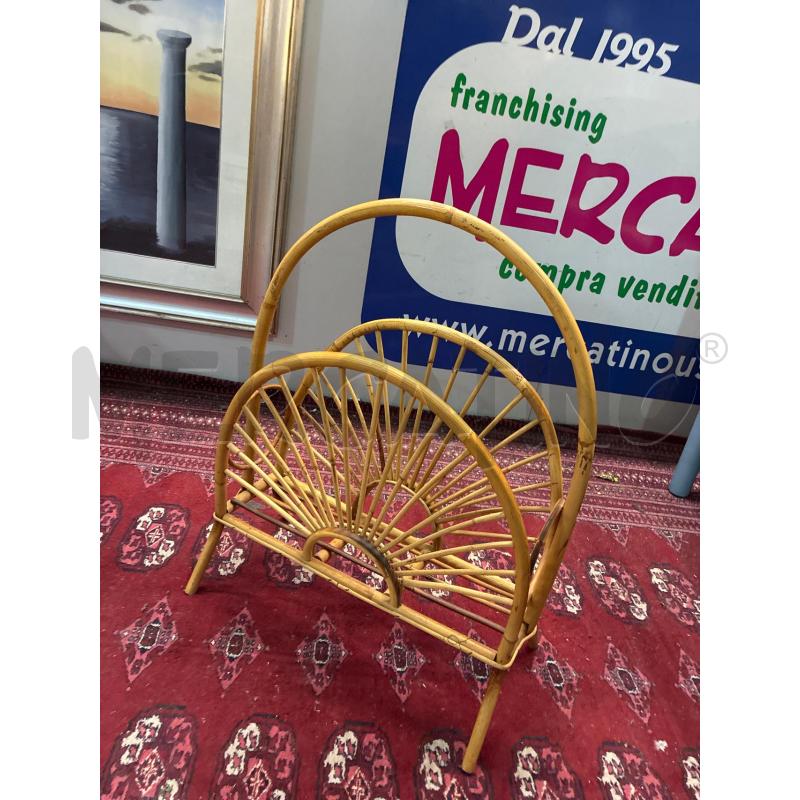 PORTA RIVISTE BAMBOO VINTAGE MANICO CURVO - MIDOLLINO . DA ARREDO | Mercatino dell'Usato Teramo 1